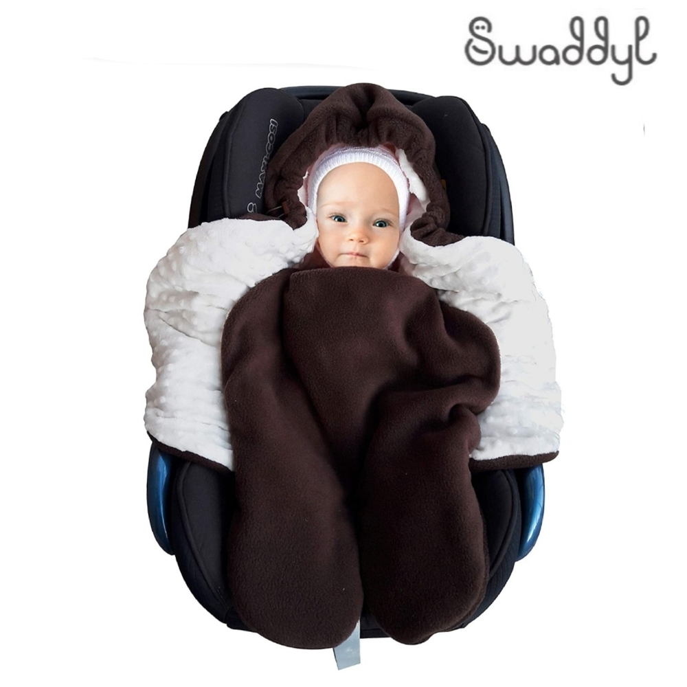 NWT SWADDYL Brown/Cream Multi-Use Baby Blanket - Picture 2 of 5